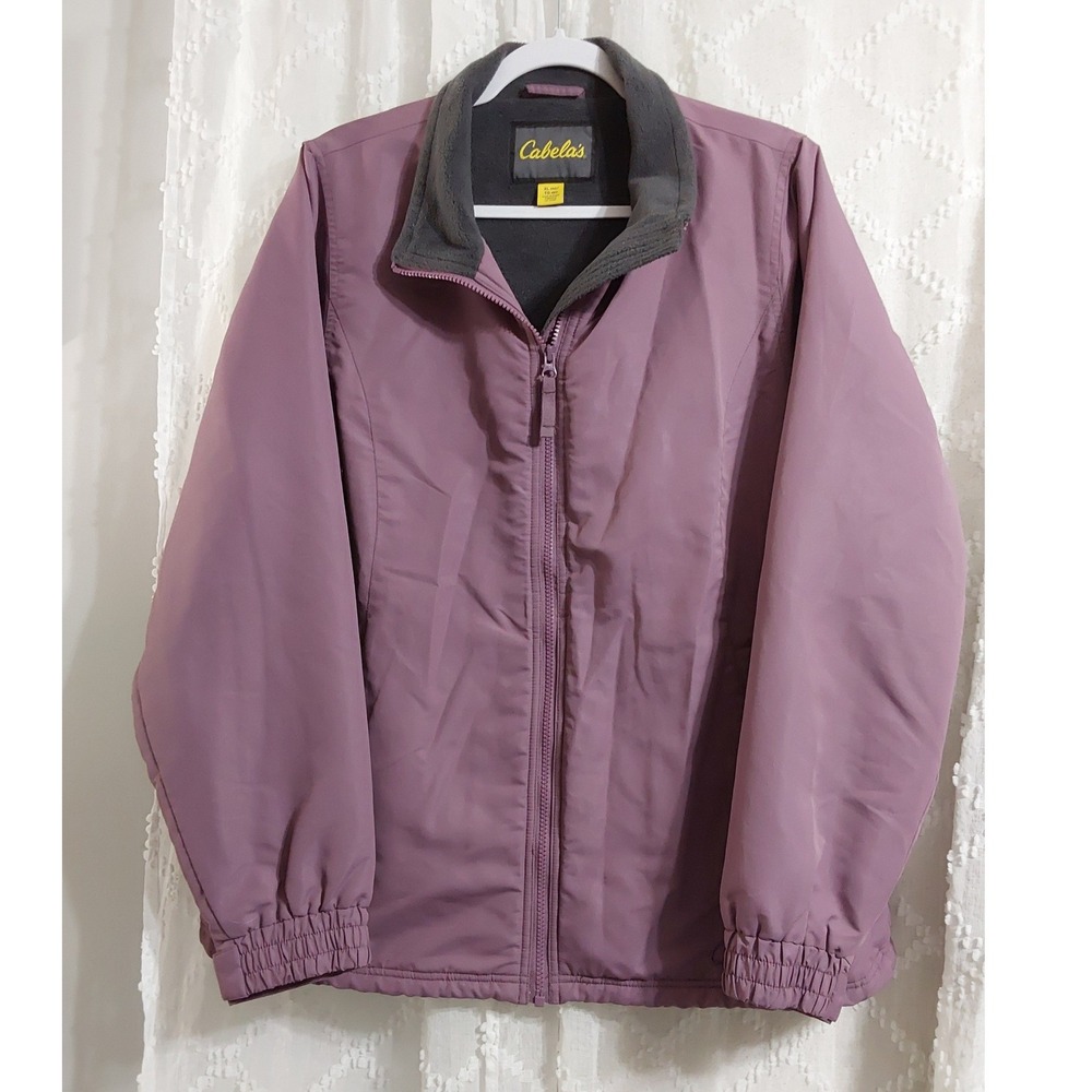 Cabelas Womens Jacket XL Regular Mauve Purple Fleece Lined Full Zip Outdoor Coat